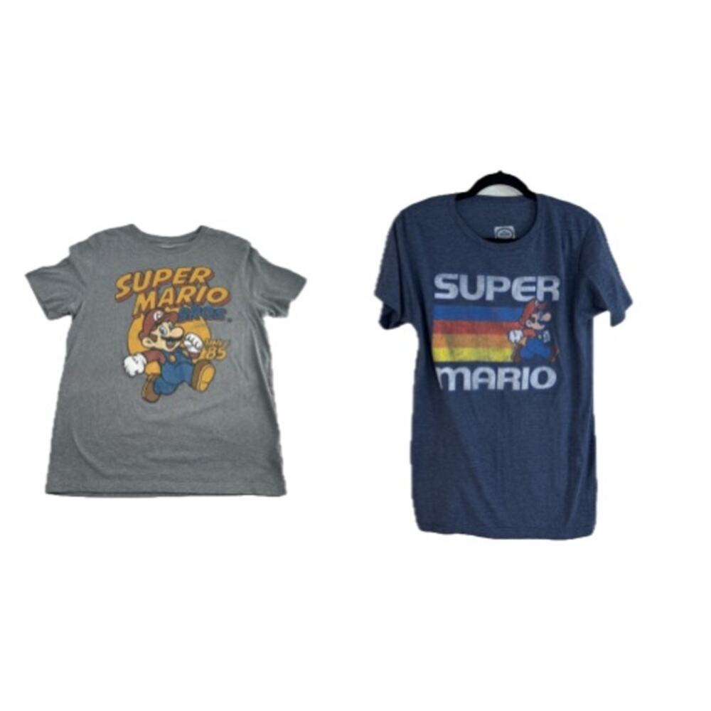Nintendo Super Mario Anime Graphic Tee Bundle Mens Small Retro Y2K Gamer